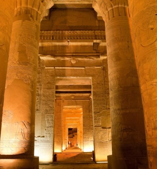 column in sobek temple, kom ombo, egypt